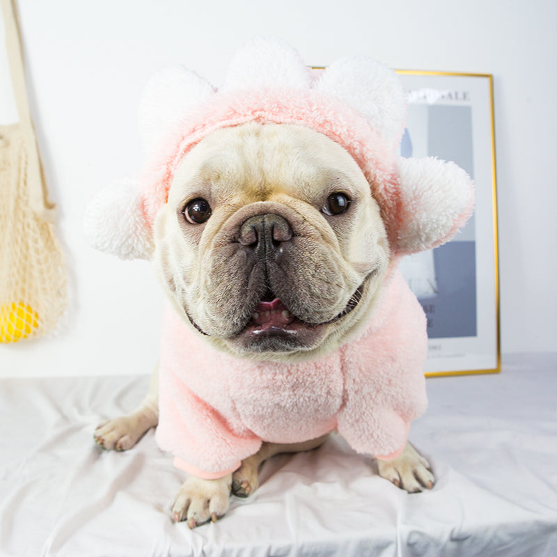 Pug French Bulldog Clothes Shiba Inu Fat Dog Thickened Clothes Pet Dog Bullfight Fleece-lined Heattech Hooded Clothes Autumn and Winter Clothing