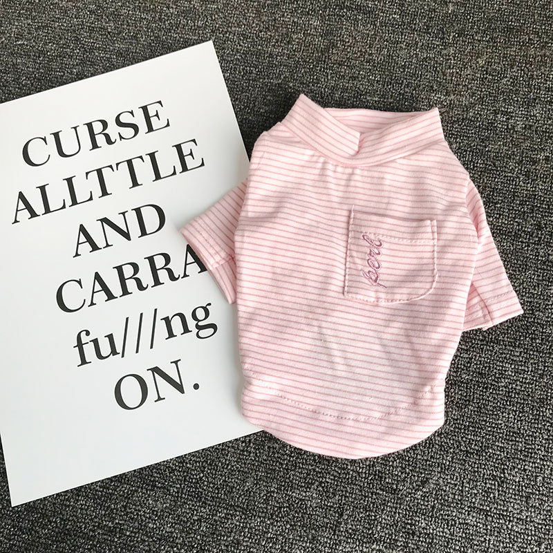 Teddy Cotton Striped Pocket Base Shirt Bichon Pet