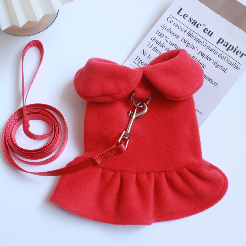 Pet Cat Dog Clothes Princess with Traction Rope Bichon Pomeranian Teddy Skirt Spring, Autumn and Winter Small Size Dogs