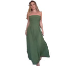 Women's Solid Color Simple High Waist Stitching Square Collar Tube Top Dress