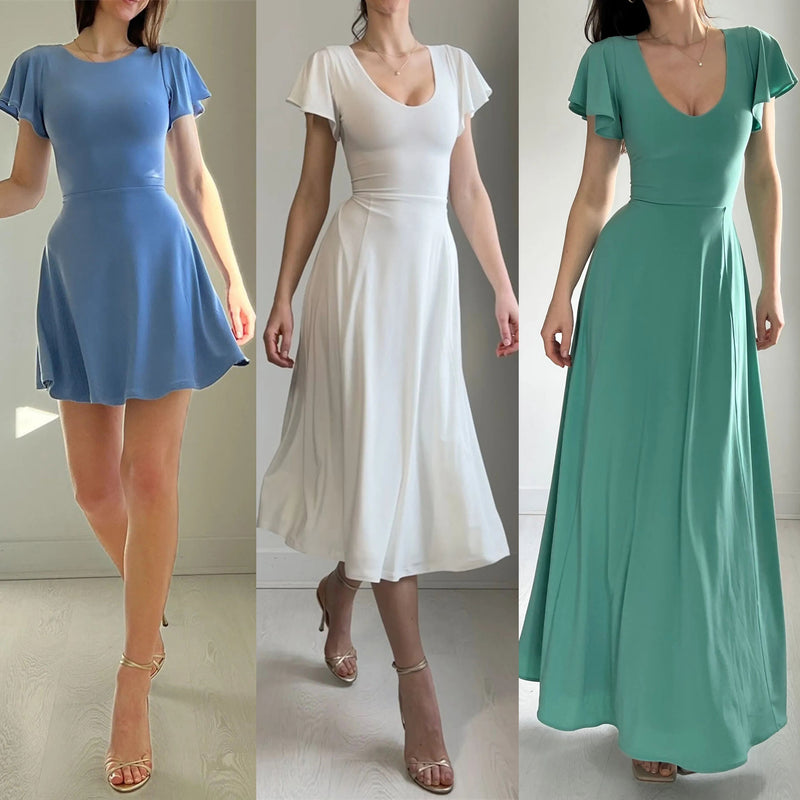 Vestido francés con mangas con volantes para mujer High Sense