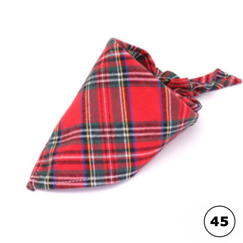 Plaid Cat Dog Bandana Pet Puppy Soft Cotton Bandanas Handkerchiefs Scarfs Triangular Bandages Accessories for Kittens Puppies