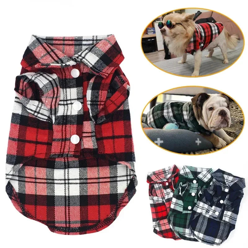 Dog Shirts British Style Plaid Pet Dog Clothes for Small Dogs Cotton Puppy Cat Clothing French Bulldog Vest Chihuahua Summer
