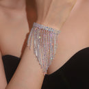 Luxury Bling Crystal Rhinestone Bracelets for Women Silver Color Elegant Bridal Wedding Jewelry