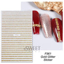 3D Snake Laser Stickers for Manicure Black Gold Abstract Leaves Luxury Nail Art Adhesive Slider Polish Decor Decals SASW-SJ