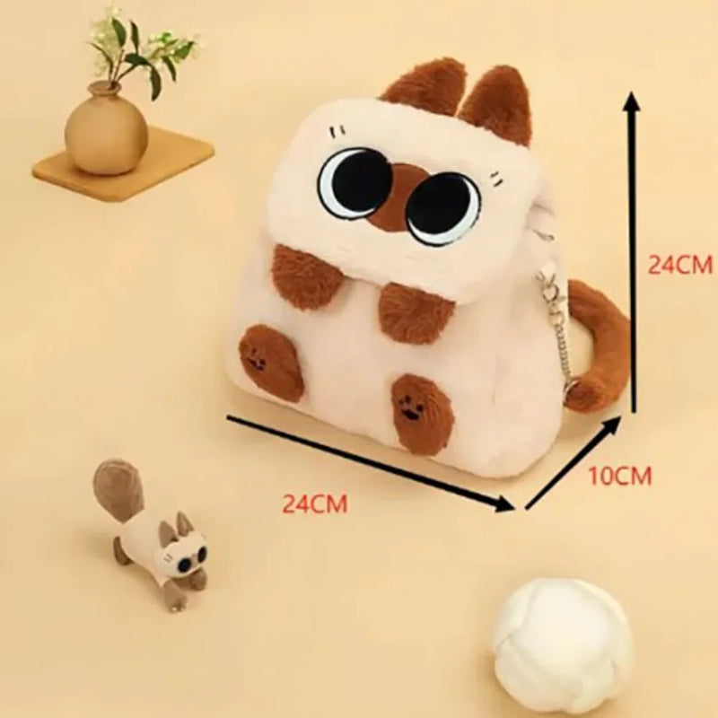 Soft Plush Cartoon Cat Doll Backpack Large Capacity Plush Cute Chicken Shopping Bag Resistant To Dirt Washable Tote Handbags