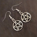 2 earrings and necklace set, vintage jewelry set, supernatural pentagram design, silver plated to match daily clothing, role-pla