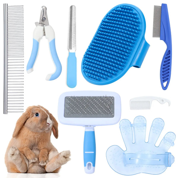 8-piece rabbit beauty set_ Rabbit brush_ Small Animal Pet Beauty Set_ Including pet beauty peeling nail rake brush