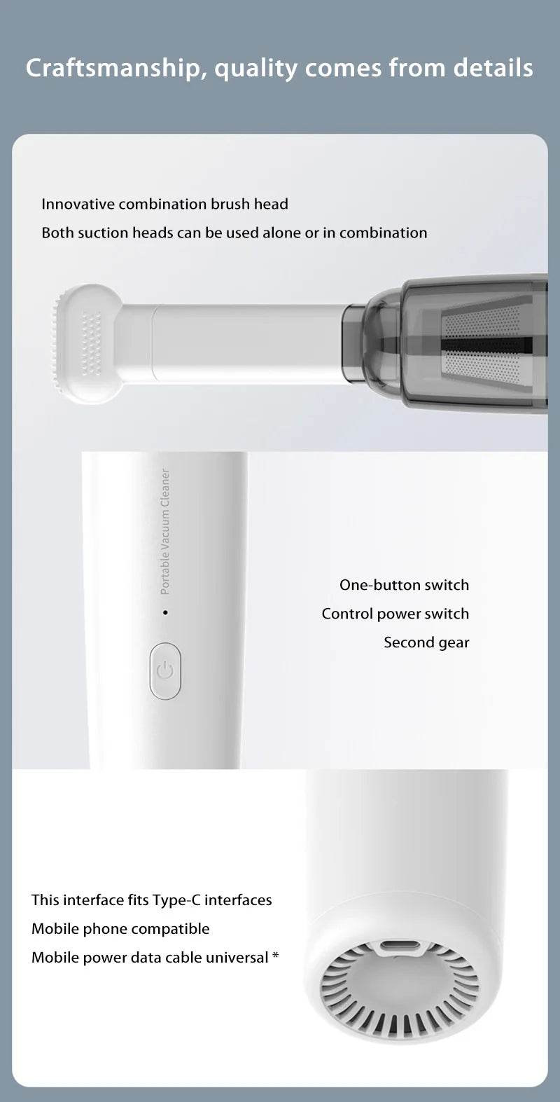 Xiaomi Electric Vacuum Cleaner Car Household Dual Use Portable High Power Handheld Wireless Powerful Dust Remover Deep Cleaning