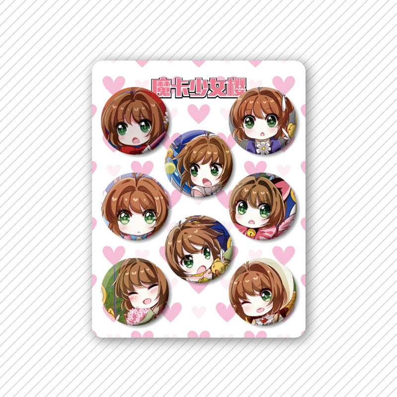 8 Pcs/Set Anime Tinning Tinplate Brooch Sanrio Backpack Badge Souvenir Clothing Gift For Friends