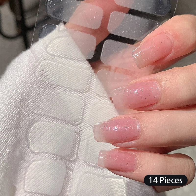 New 16 Strips Autumn Nail Stickers Full Cover Nail Patch Leopard Print 3D Nail Stickers Nail Polish Strips DIY Nail Art Making