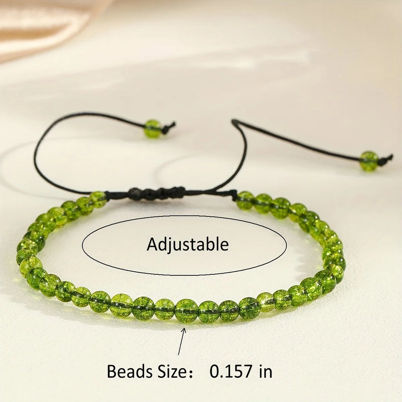 4mm Natural Agates Chakra Bead Bracelets  Green Gemstone Stone Yoga Braided Bracelet Adjustable Bangles Prayer Jewelry