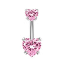 14G Stainless Steel Heart Dangled Belly Button Rings Belly Piercing Nombril for Women Girls Pink Zircon Crystal Sexy Navel Ring