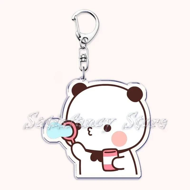 Llavero con diseño de Bubu Dudu, pareja de enamorados, oso panda, accesorios para bolso, colgante, joyería, regalos para amantes.