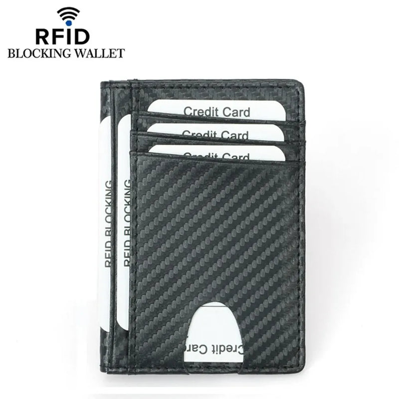 Thin Credit Card Holder PU Leather Black Carbon Fiber Slim RFID Wallets Leather Driver License Cover Holder For Men Card Wallets