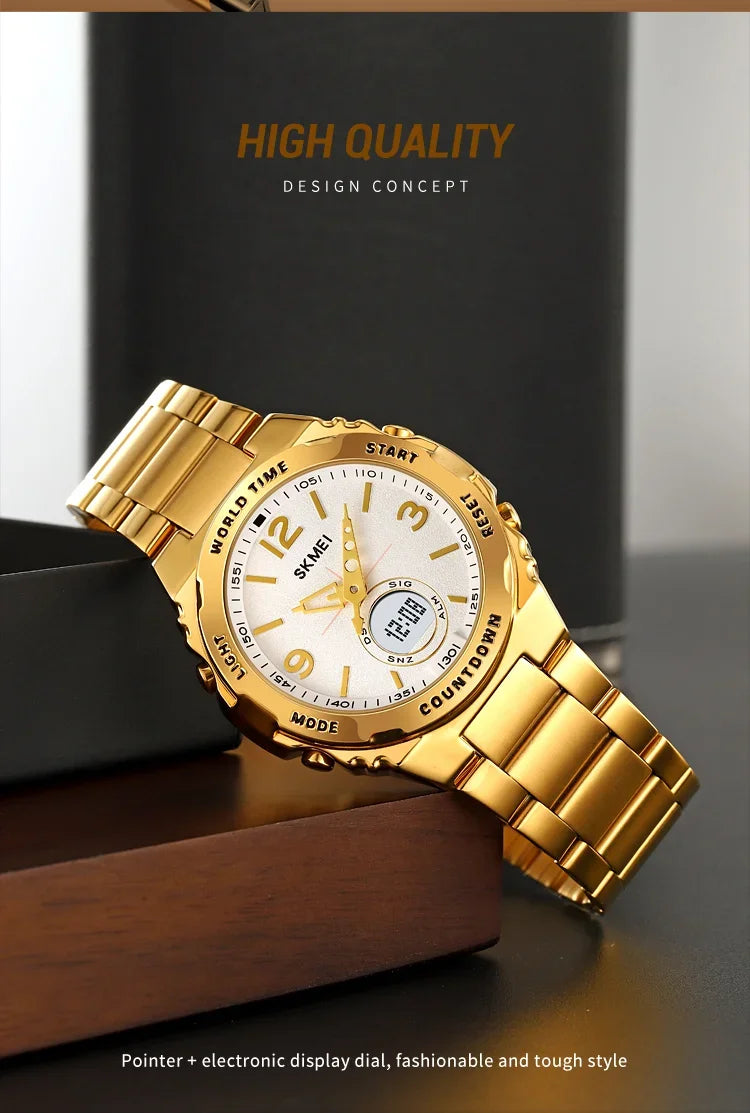 Reloj electrónico SKMEI 2310 resistente al agua para hombre, reloj de pulsera digital de acero inoxidable, reloj de lujo para hombre, reloj con movimiento, reloj para hombre