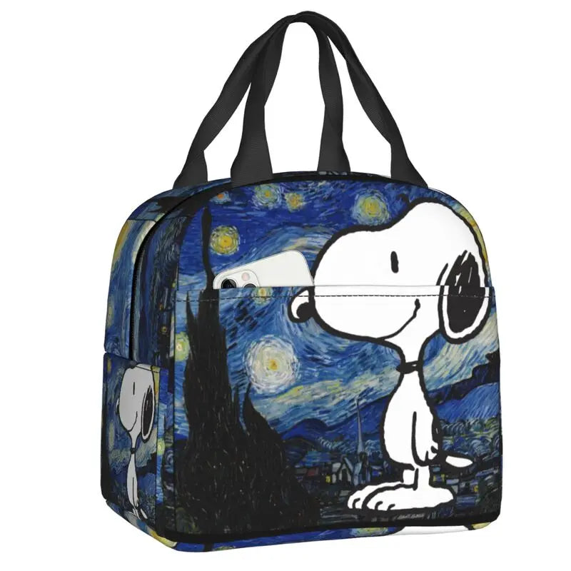 Custom Rock Tees Group Walk Snoopy Lunch Bag Women Cooler Thermal Insulated Lunch Boxes for Kids School