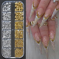 1000Pcs Gold Star Moon Glitter Nail Charms Metal Tips Slice Rivet DIY 3D FlatBack Nail Art Decorations Nails Jewelry Accessories