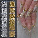 1000Pcs Gold Star Moon Glitter Nail Charms Metal Tips Slice Rivet DIY 3D FlatBack Nail Art Decorations Nails Jewelry Accessories