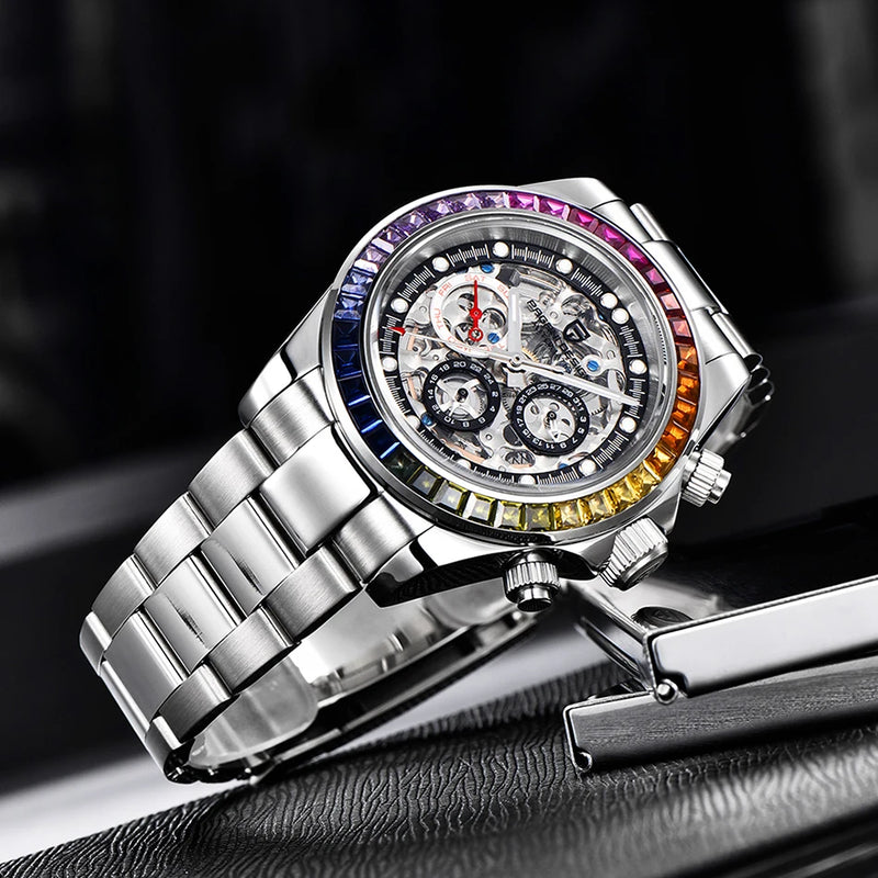 PAGANI DESIGN Top Super Brand Mechanical Automatic Watch Men's Ceramic bezel Rainbow Business Waterproof Watch Relogio Masculino