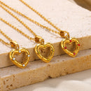 Love Heart Stainless Steel Necklace for Woman Gold Color Zircon Fashion Pendant Chain Jewelry collares para mujer