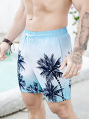 Summer men big coconut tree gradient printed beach pants