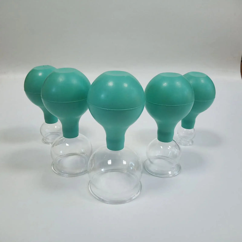 Rubber Head Glass Vacuum Cupping Cups Family Medical Vacuum Cans Suction Therapy Device Back Body Massage Health Care Tools
