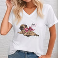 T-shirt Female Cute Dog Printed T-shirt Women V-neck Women's Shirt Dog Lover Shirt Youthful Woman Clothes Women's Clothing Sales