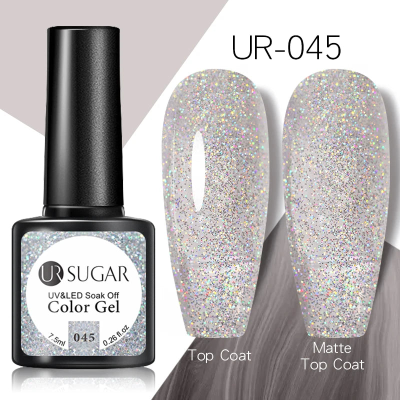 UR SUGAR - Esmalte de uñas en gel semipermanente rosa nude con purpurina, color sólido, 7,5 ml, para manicura semipermanente UV LED