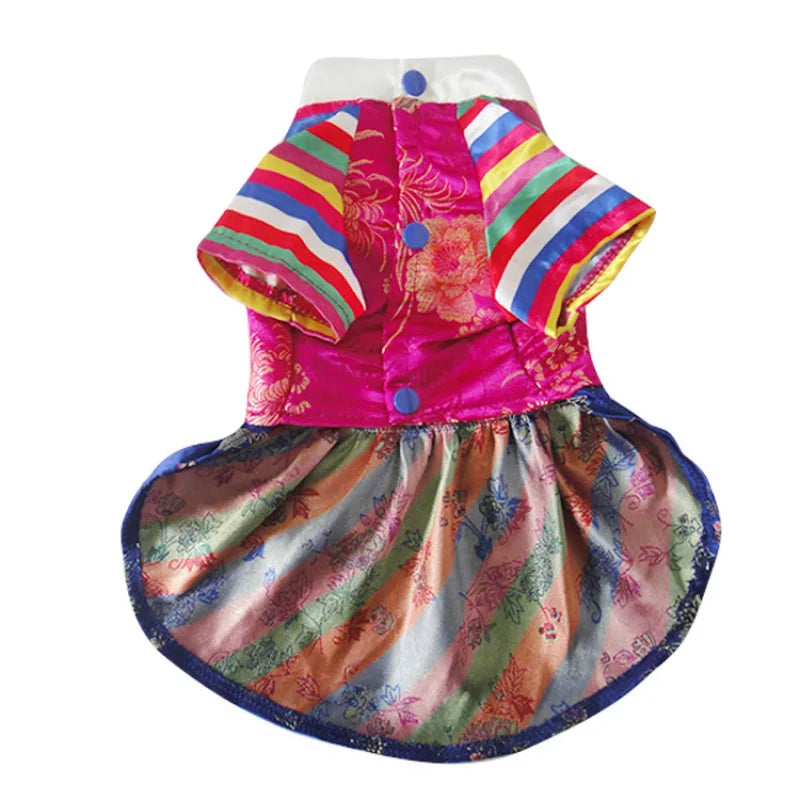 New Fashions Traditional Embroidery Hanbok Style Pet Dogs Girl Dress Jumpsuit Jacket For Boy Couple Clothing