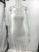 2024 New Summer Sexy Vestidos Spaghetti Strap Lace Hollow Midi Party Dress For Women White Backless Elegant Dresses Vestido