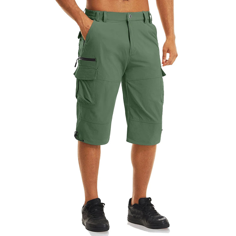 MAGCOMSEN Summer Men's Shorts Quick-drying Lightweight with 7 Pockets Waterproof 3/4 Shorts for Fishing Hiking