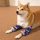 Cartoon Pet Recovery Sleeve Football/Star Pattern Soft Dog Elbow Brace Adjustable Elastic Strap Dog Front Legs Sleeve