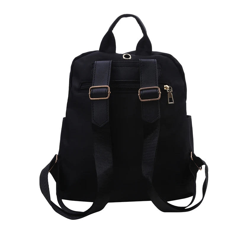Simple Pu Black Large Capacity Backpacks Women Travel Bag Solid Harajuku Student Schoolbag Backpack Unisex Bags High Street