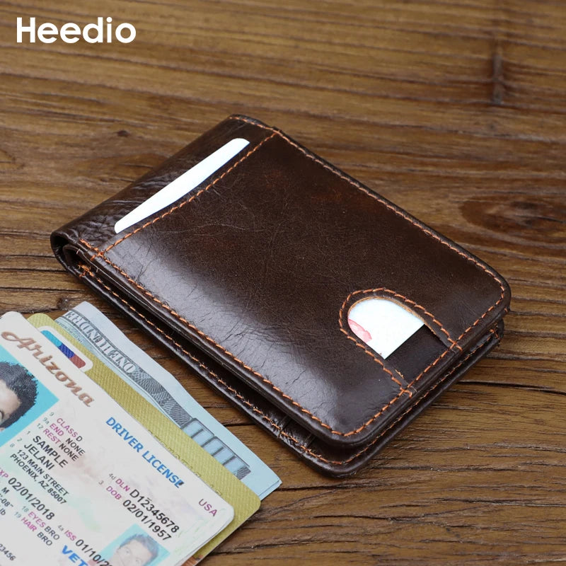 Genuine leather Men's Wallet Small Money Purses Mini Wallets Short Ultra-thin Wallet Bank Card Package Small Purse Wallet