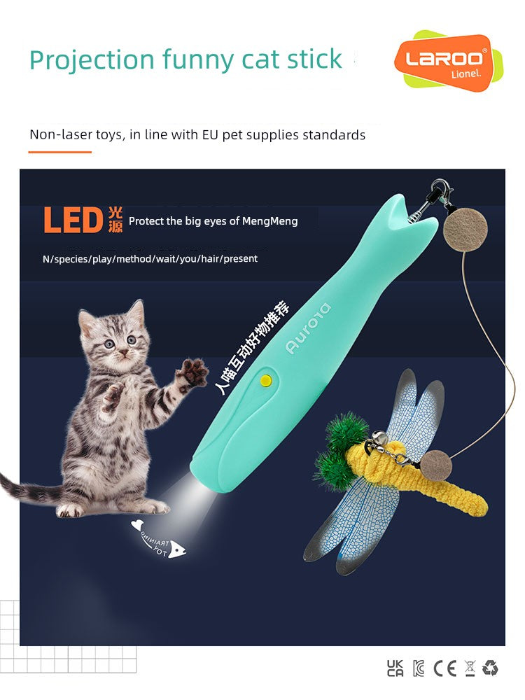 Laroo Leno 2in1 Dragonfly Cat Teaser Led Projection Does Not Hurt Eyes Cat Toy Pet Relieving Stuffy Cat Teaser Toy