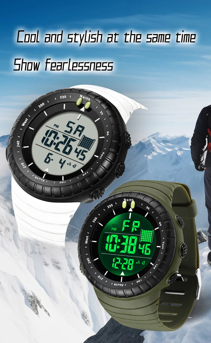 SANDA Men's Electronic Watch Outdoor Sports LED Analog Digital Alarm Clock Chronograph Multifunction Waterproof Men's Wristwatch