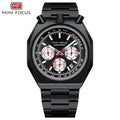 MINI FOCUS 0601 Multifunctional Unique design Quartz Watch for Men Calendar Luminous Stainless Steel Strap Bull Head Mens Watch