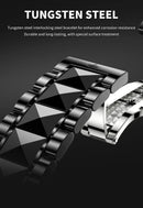 OUPINKE 3240 Automatic Watches Men 44mm Large Dial Tungsten Steel Strap Skeleton Flywheel Mechanical Watch for Men Luxury Watch