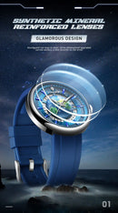 Tourbillon Earth Men's Watch Luminous 3D Mechanical Automatic Genuine Leather Waterproof High End Luxury relogios masculino