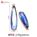 6PCS 8x30MM High Quality Champagne Gold Color Brass and Glass Long Drop Shape Charms Pendants Jewelry Making Diy Accessories