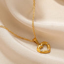 Love Heart Stainless Steel Necklace for Woman Gold Color Zircon Fashion Pendant Chain Jewelry collares para mujer