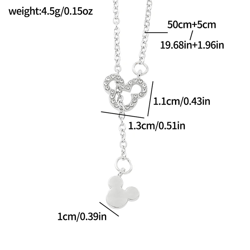 Disney Anime Mickey Mouse Necklace Kawaii Minnie Metal Pendant Cartoon Simple Necklace for Women Accessories Gifts