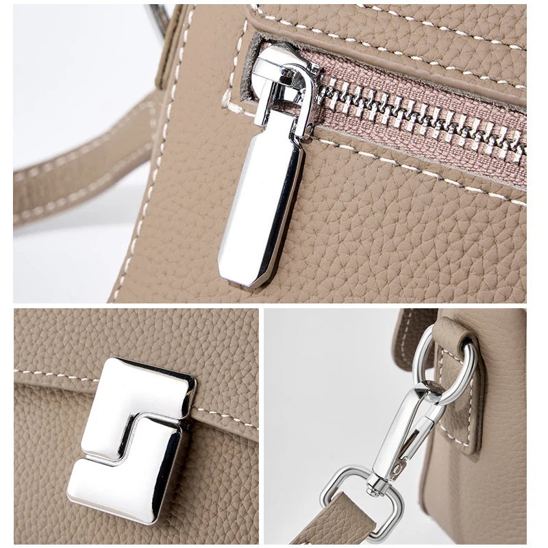 Genuine Leather Women's Bag 2024 New Stylish Commuting Small Square Crossbody Shoulder Bag  Lady Fashion Mini Tofu Messenger
