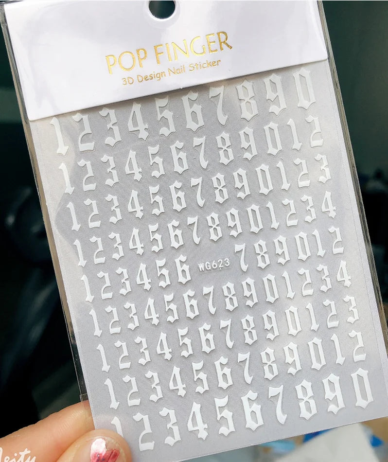 Newest Black Numbers English Letter Design 3d Self Adhesive Decal Slider DIY Decoration Manicure Tools Nail Sticker Accessories