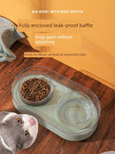 Cat Bowl Glass Cat Food Holder Double Bowl Dog Bowl Pet Bowl Cat Food Bowl Water Bowl Cat Supplies Protection Cervical Spine Anti-Tumble