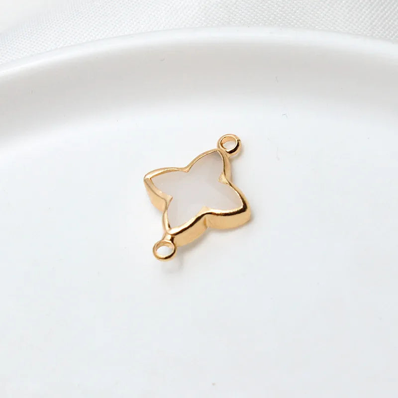 6pcs Diy Accessories Copper Bag Edge Jelly Color Flower Star Pendant Earring Bracelet  Handmade Material Jewelery Charms