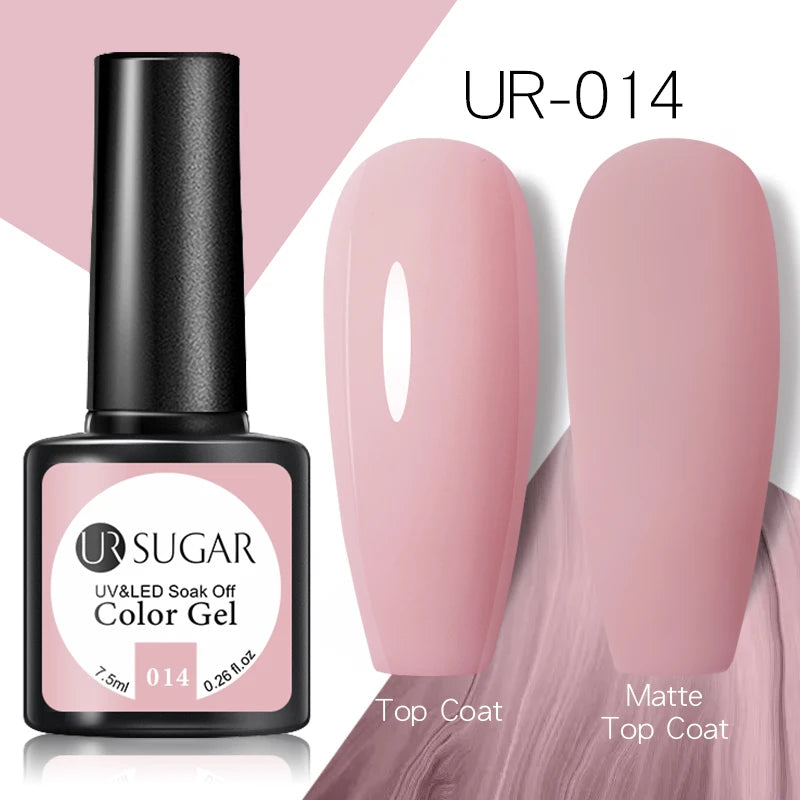 UR SUGAR - Esmalte de uñas en gel semipermanente rosa nude con purpurina, color sólido, 7,5 ml, para manicura semipermanente UV LED