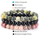 8mm 3Pcs/Set Natural Stone Bracelet Rose Quartz Opal Turquoise Amethysts Hematite Jaspers Bracelets For Women Men Jewelry