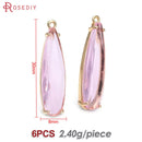 6PCS 8x30MM High Quality Champagne Gold Color Brass and Glass Long Drop Shape Charms Pendants Jewelry Making Diy Accessories